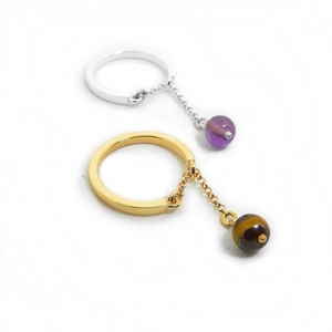 "Precious Chain Ball" Χειροποίητο επίχρυσο ή επάργυρο δαχτυλίδι με αλυσίδα και ημιπολύτιμους λίθους. - ημιπολύτιμες πέτρες, αλυσίδες, επιχρυσωμένα, επάργυρα, χάντρες, minimal, personalised, βεράκια, μπρούντζος, σταθερά