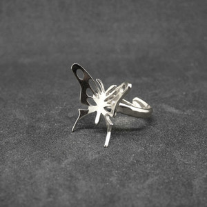 "Butterfly Ring" Χειροποίητο δαχτυλίδι επάργυρο ή επίχρυσο με πεταλούδα σε κίνηση! - statement, vintage, επιχρυσωμένα, ορείχαλκος, επάργυρα, πεταλούδα, personalised, boho, μπρούντζος, μεγάλα, αυξομειούμενα, φθηνά - 2