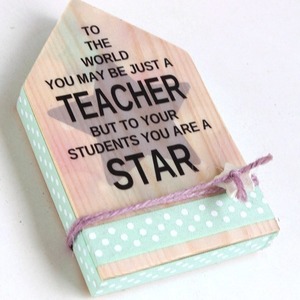 TEACHER-STAR - διακοσμητικό, ξύλο, αστέρι, δώρο, σπίτι, σχολικό, πρωτότυπο, χειροποίητα, δασκάλα, διακοσμητικά