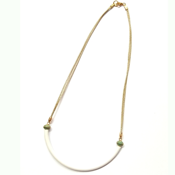 Half circle minimal necklace - βραδυνά, μοντέρνο, επιχρυσωμένα, κοντό, romantic, minimal, Black Friday - 2