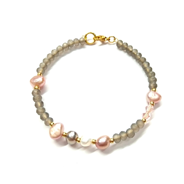 Pastel bracellets with pearls - ημιπολύτιμες πέτρες, βραδυνά, vintage, charms, μοντέρνο, μαργαριτάρι, επιχρυσωμένα, romantic, minimal, σταθερά - 4