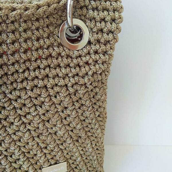 Τσάντα ώμου - chic, ώμου, crochet, χειροποίητα, elegant, minimal, πλεκτές τσάντες - 2