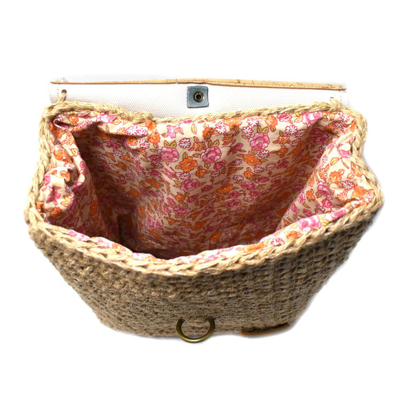 Φελλός & γιούτα-Χειροποίητη τσάντα πλάτης - chic, crochet, σακίδια πλάτης, minimal, φελλός, πλεκτή - 4