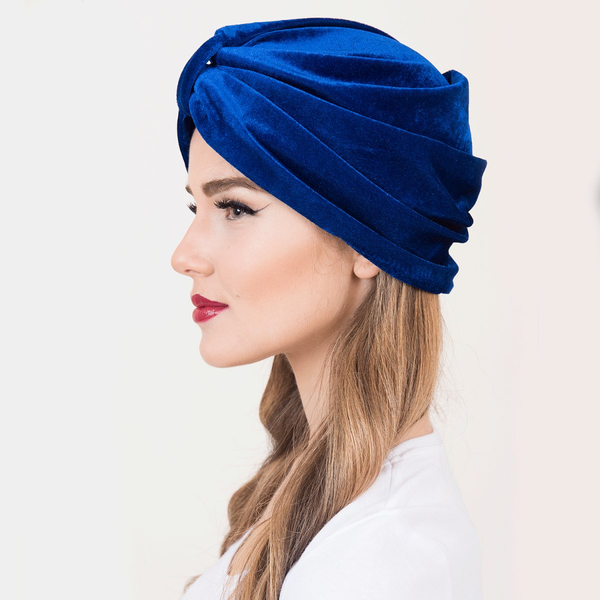 Blue velvet Turban - μπλε, βελούδο, turban