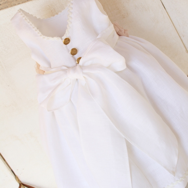 Βαπτιστικό φόρεμα λευκό με λουλούδια - κορίτσι, βάπτιση - 3