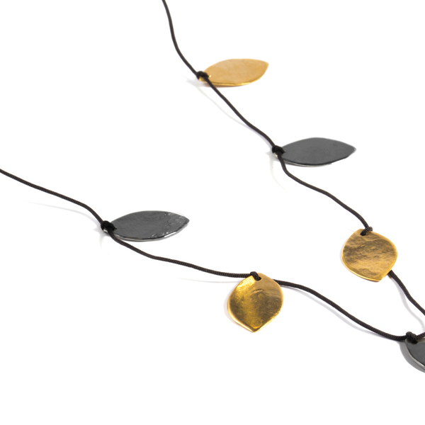 Two tone leaf necklace - μακρύ, φύλλο, minimal, κρεμαστά