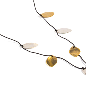 Two tone leaf necklace - επιχρυσωμένα, μακρύ, επάργυρα, φύλλο, minimal, κρεμαστά