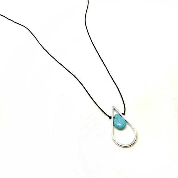 Silver drop necklace - μοντέρνο, ορείχαλκος, μακρύ, επάργυρα, κορδόνια, χάντρες, μακριά, minimal, personalised, unisex, boho, αυξομειούμενα - 2