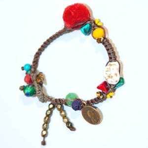 Boho βραχιόλι μακραμέ - ημιπολύτιμες πέτρες, charms, μοντέρνο, κρύσταλλα, pom pom, κορδόνια, χάντρες, personalised, boho