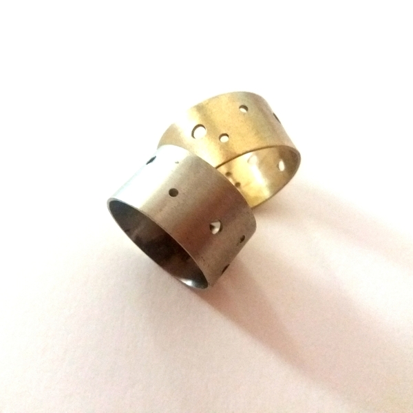 Μπρούτζινο δαχτυλίδι με τρύπες - statement, minimal, μπρούντζος, επιροδιωμένα - 4