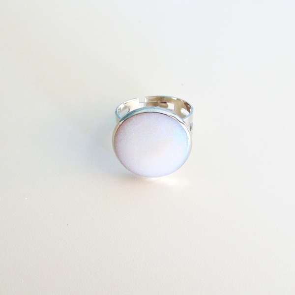 Δαχτυλίδι λευκό ''Pure white" - vintage, γυαλί, ιδιαίτερο, γυναικεία, στρογγυλό, επάργυρα, δαχτυλίδι, χειροποίητα, romantic, boho, αυξομειούμενα, φθηνά - 4