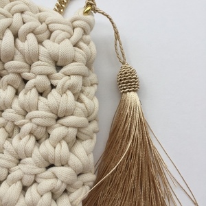 Μικρό τσαντάκι με χρυσή αλυσίδα - χιαστί, crochet, πλεκτές τσάντες, μικρές, φθηνές - 4