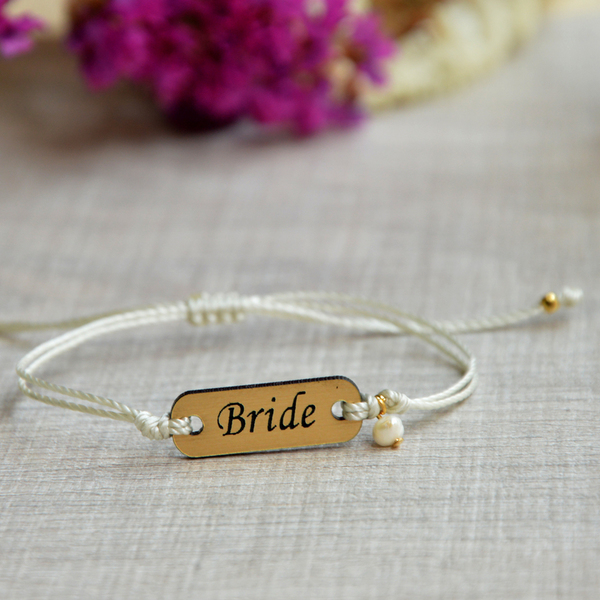 Bride Bachelorette Bracelet - ξύλο, ταυτότητες, romantic, plexi glass, αυξομειούμενα, φθηνά - 2