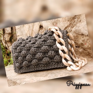 χειροποίητη πλεκτή τσάντα - αλυσίδες, vintage, clutch, crochet, minimal, boho, ethnic, πλεκτές τσάντες, βραδινές, μικρές