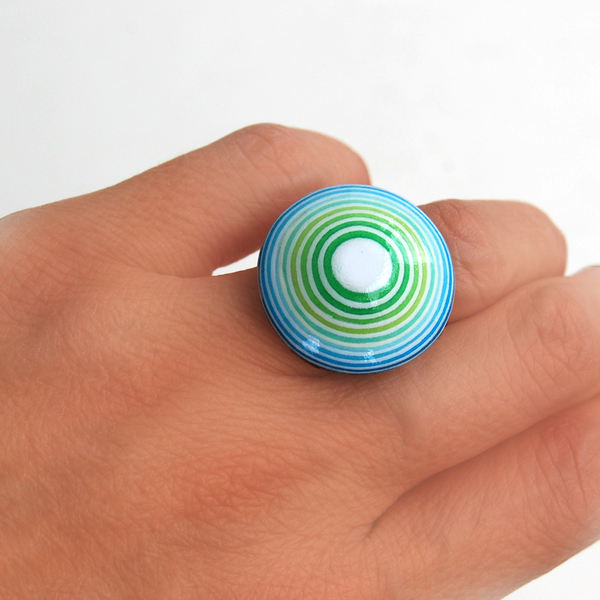 Δαχτυλίδι Μπλε και Πράσινο - μεγάλα, αυξομειούμενα, φθηνά