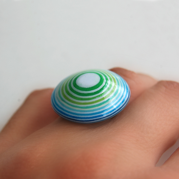 Δαχτυλίδι Μπλε και Πράσινο - μεγάλα, αυξομειούμενα, φθηνά - 5