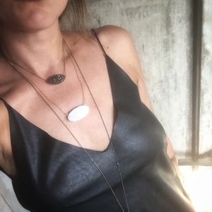 Marcasite short necklace - ημιπολύτιμες πέτρες, chic, βραδυνά, ιδιαίτερο, μοντέρνο, γυναικεία, μέταλλο, κολιέ, χειροποίητα, κοντό, all day, minimal, κοντά, rock, κρεμαστά, επιροδιωμένα, μενταγιόν - 2
