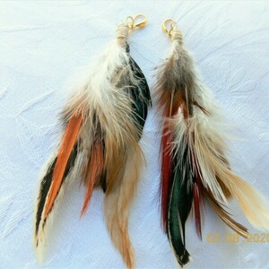 Boho chic σκουλαρίκια χειροποίητα με φτερά - statement, φτερό, boho, ethnic, κρεμαστά, μεγάλα - 3