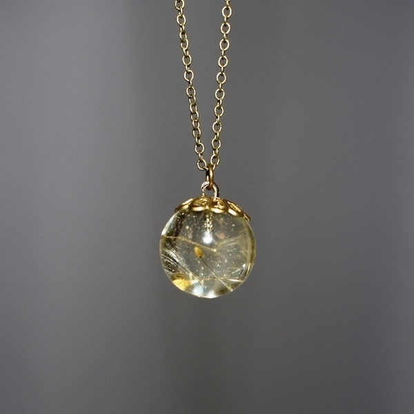 Dandelion necklace | Ρομαντικό μενταγιόν - γυαλί, μακρύ, κοντό, romantic, μακριά, μπρούντζος