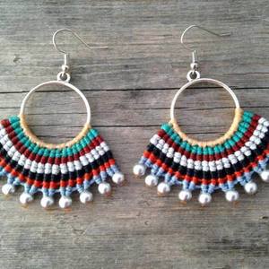 Makrame earrings - statement, μοντέρνο, αλπακάς, κορδόνια, romantic, personalised, boho, ethnic, κρεμαστά