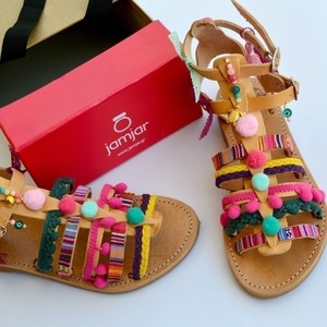 X-treme boho sandals - Διαθέσιμο σε 38 - δέρμα, πολύχρωμο, δαντέλα, με φούντες, σανδάλια, χάντρες, boho, φλατ - 3