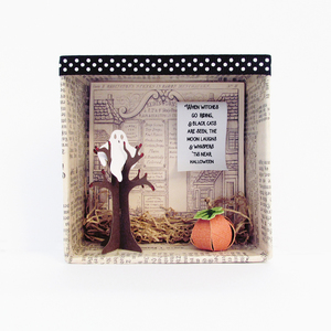 Κουτί σκιών - Halloween tree - χαρτί, halloween, διακοσμητικά, κολοκύθα
