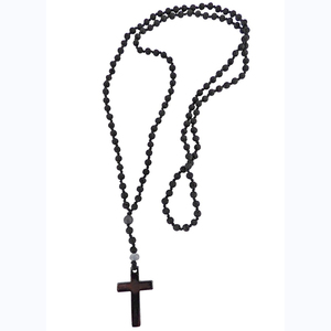 Ανδρικό Ροζάριο Lava black / Hematite cross - λάβα, ανδρικά, σταυρός, κολιέ, χειροποίητα, ροζάριο, κρεμαστά, δώρα για άντρες, σταυροί