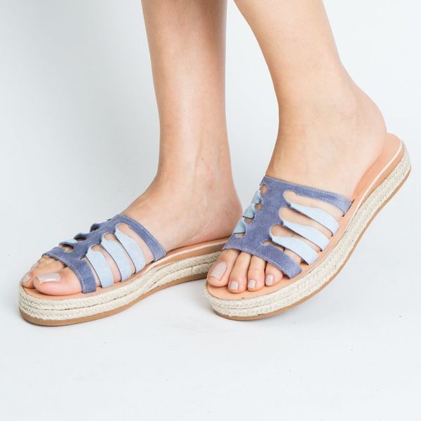 CALLISTA baby blue & denim blue sandal - γυναικεία - 2