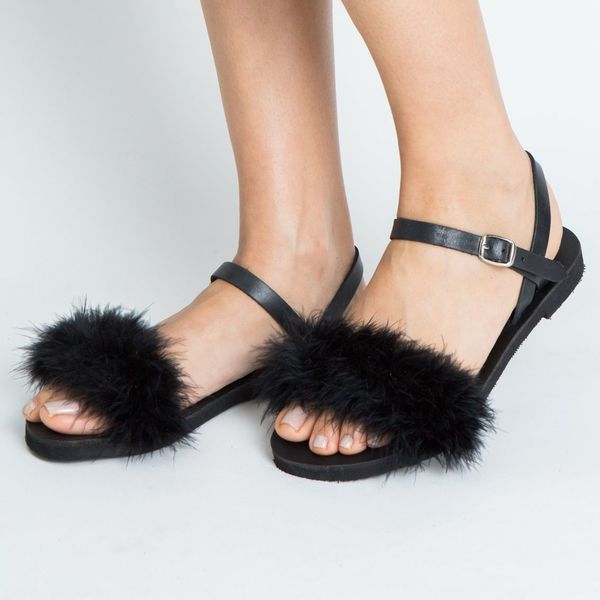 LOLITA black feather sandal - γυναικεία - 2