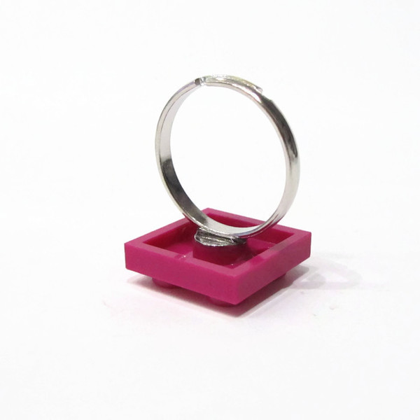 Δαχτυλίδι Φούξια από τουβλάκια 2x2! - ιδιαίτερο, μοναδικό, πλαστικό, γεωμετρικά σχέδια, χειροποίητα, νονά, μαμά, minimal, τουβλάκια, δώρα γενεθλίων, αυξομειούμενα, δώρα για γυναίκες, φθηνά - 2