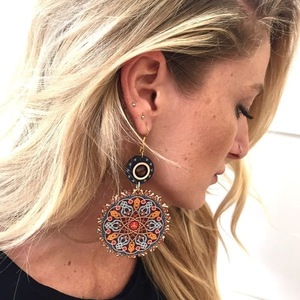 Boho wooden earrings - statement, ξύλο, μόδα, ιδιαίτερο, μοντέρνο, γυναικεία, κύκλος, πρωτότυπο, χειροποίητα, πρωτότυπα, μακριά, all day, must αξεσουάρ, boho, κρεμαστά, μοδάτο, μεγάλα, faux bijoux, fashion jewelry - 2
