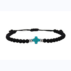 Ανδρικό βραχιόλι Cross howlite turquoise - ημιπολύτιμες πέτρες, χαολίτης, ανδρικά, σταυρός, βραχιόλια, ανδρικά βραχιόλια, δώρα για άντρες, σταυροί, αντρικά βραχόλια