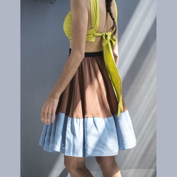 trill skirt - brown / light blue - 2