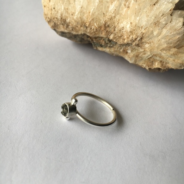 Iron pyrite ring small - statement, ασήμι, ασήμι 925, minimal, αυξομειούμενα - 3