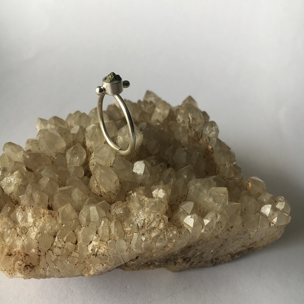 Iron pyrite ring small - statement, ασήμι, ασήμι 925, minimal, αυξομειούμενα - 4