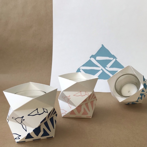 DIY χάρτινα κηροπήγια origami με κεράκια "Τήνος" - χαρτί, πρωτότυπο, ρεσώ & κηροπήγια, πρωτότυπα δώρα, DIY - 4