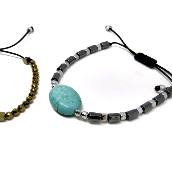 Turquoise love - ημιπολύτιμες πέτρες, charms, μοντέρνο, κορδόνια, χάντρες, minimal, personalised, unisex, boho, ethnic, αυξομειούμενα - 3