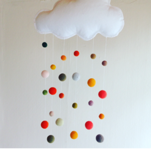 Διακοσμητικο mobile συννεφακι με φελτ μπαλιτσες - μόμπιλε, κρεμαστά