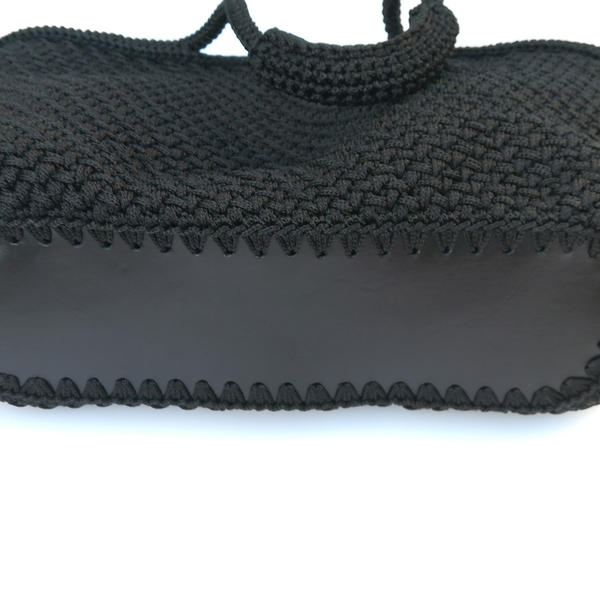 Μεγάλη tote τσάντα ώμου, κροσέ, μίνιμαλ , total black - ώμου, all day, minimal, πλεκτές τσάντες - 3