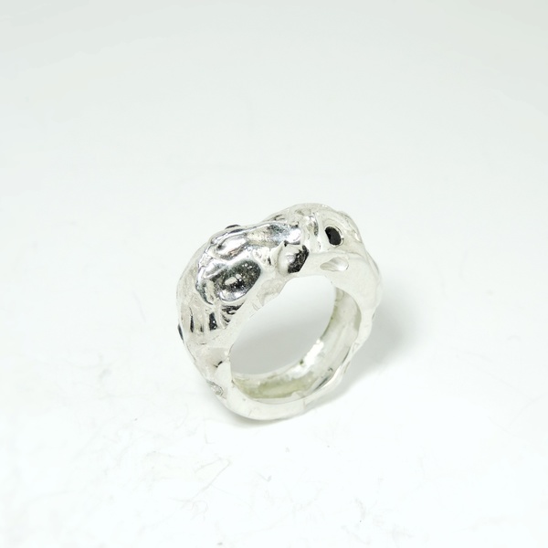 Χειροποίητο ασημένιο χυτό δαχτυλίδι με συνθετικά ζιρκόν - statement, ασήμι, ημιπολύτιμες πέτρες, ασήμι 925, personalised, rock - 2