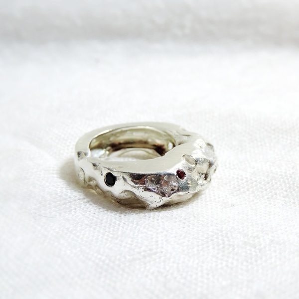 Χειροποίητο ασημένιο χυτό δαχτυλίδι με συνθετικά ζιρκόν - statement, ασήμι, ημιπολύτιμες πέτρες, ασήμι 925, personalised, rock - 4