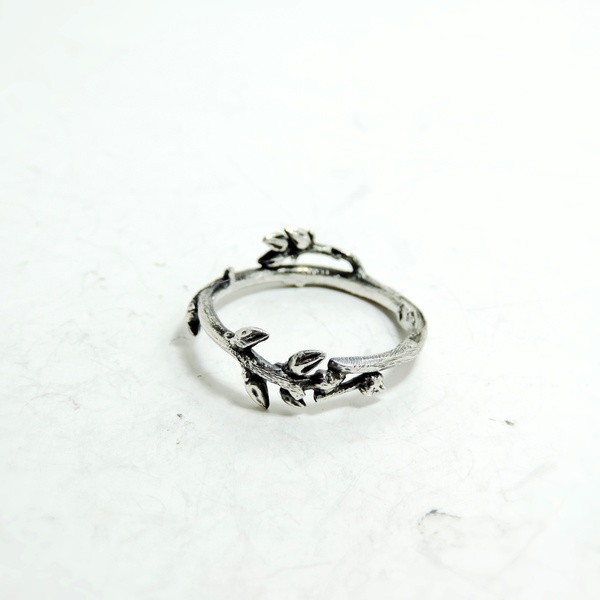 Χειροποίητο ασημένιο δαχτυλίδι ''κλαδάκι''-Botanical ring - statement, ασήμι, vintage, ασήμι 925, personalised, βεράκια, μικρά, boho, σταθερά - 3