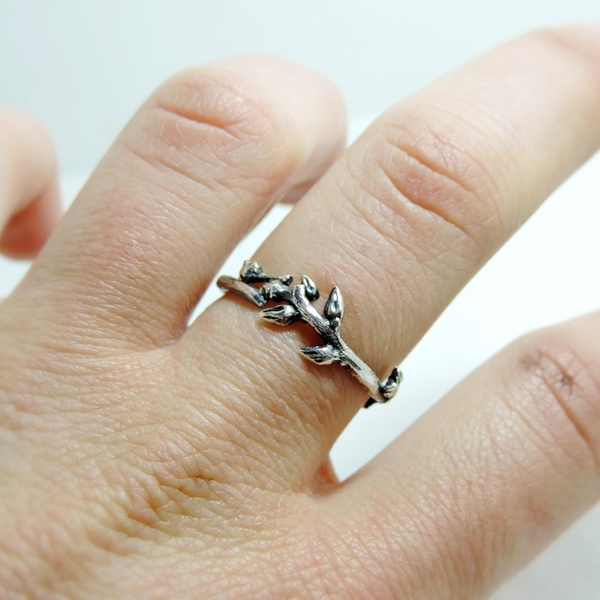 Χειροποίητο ασημένιο δαχτυλίδι ''κλαδάκι''-Botanical ring - statement, ασήμι, vintage, ασήμι 925, personalised, βεράκια, μικρά, boho, σταθερά - 4