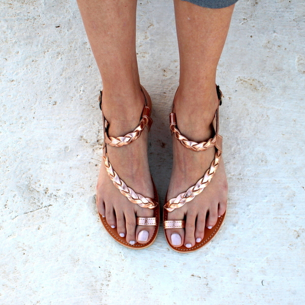 golden chic sandals - δέρμα, romantic, minimal, αρχαιοελληνικό, νυφικά, φλατ, ankle strap