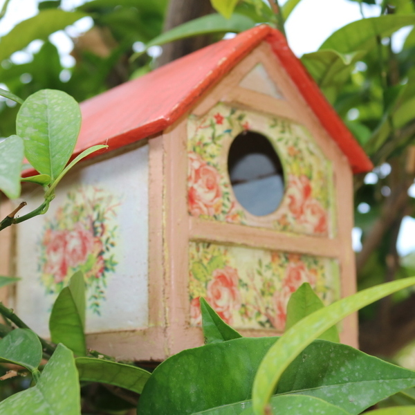 Ξύλινο σπιτάκι κήπου για πουλιά - διακοσμητικό, ξύλο, δώρο, χειροποίητα, διακόσμηση κήπου - 3