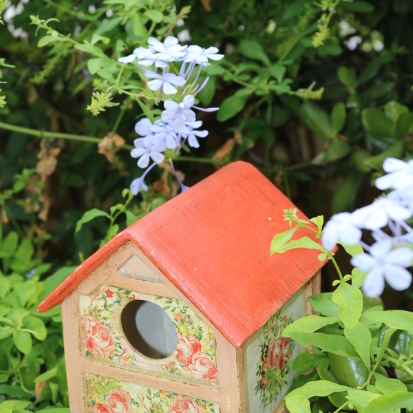 Ξύλινο σπιτάκι κήπου για πουλιά - διακοσμητικό, ξύλο, δώρο, χειροποίητα, διακόσμηση κήπου - 5
