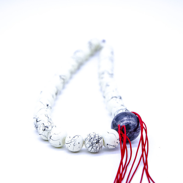 ''BLOOD'' necklace - μοντέρνο, αλπακάς, επάργυρα, γεωμετρικά σχέδια, χάντρες, κοντό, minimal, unisex, rock