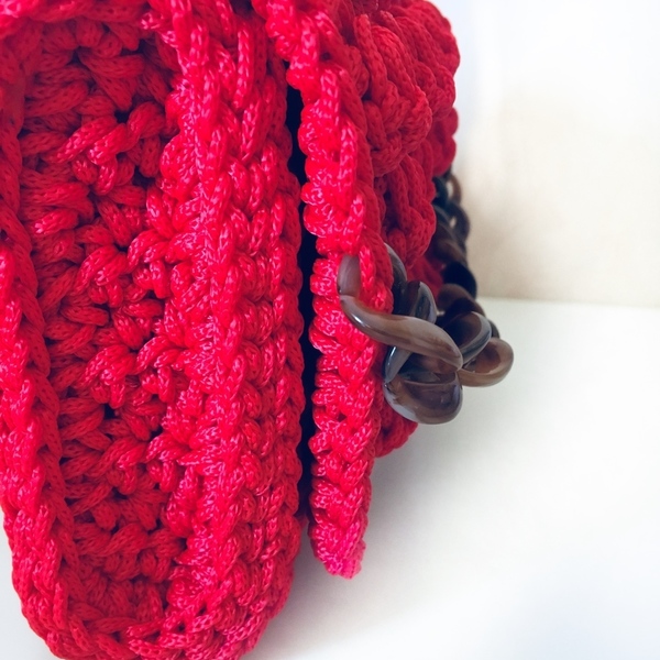 Πλεκτή Clunch - Deep Red - vintage, clutch, romantic, minimal, boho, ethnic, πλεκτές τσάντες, βραδινές, μικρές - 3