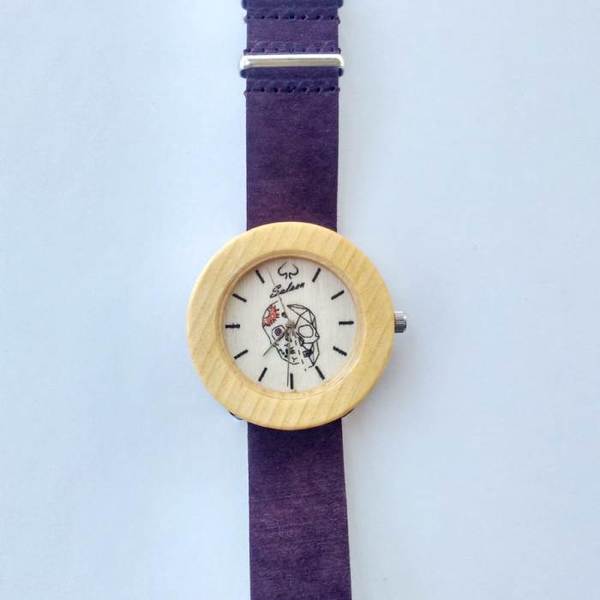 “Οres” – Auxo [Αυξώ] | Handmade wooden watch - δέρμα, handmade, ξύλο, ρολόι, χειροποίητα, αξεσουάρ, unique, ξύλινα κοσμήματα - 2