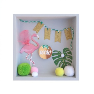 Παιδικό Καδράκι 3D με Φλαμίνγκο Tropical 15 x 15x 4 εκ ξύλο 1 - πίνακες & κάδρα, κορίτσι, γκλίτερ, φελτ, pom pom, cute, κορδόνια, φύλλο, flamingos, κρεμαστά, πρωτότυπα δώρα, παιδικά κάδρα